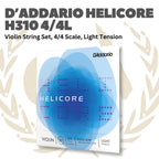 D'Addario Helicore H310 4/4 Violin String Set, 4/4 Scale, Light & Medium Tension - Senar Violin Set Original