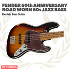 Fender 60th Anniversary Road Worn 60s Jazz Bass Guitar, 3-Colour Sunburst - Bass Listrik Elektrik