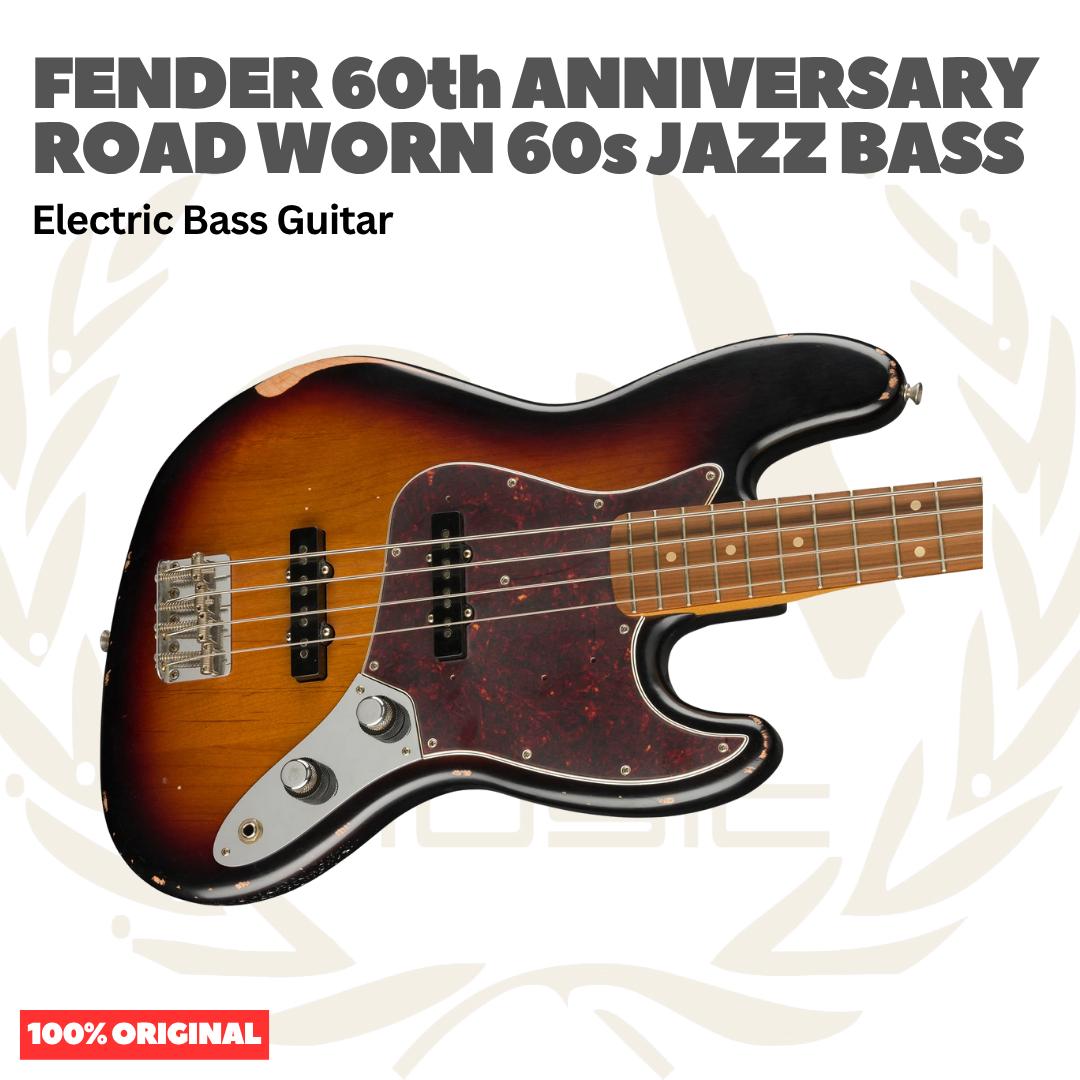 Fender 60th Anniversary Road Worn 60s Jazz Bass Guitar, 3-Colour Sunburst - Bass Listrik Elektrik