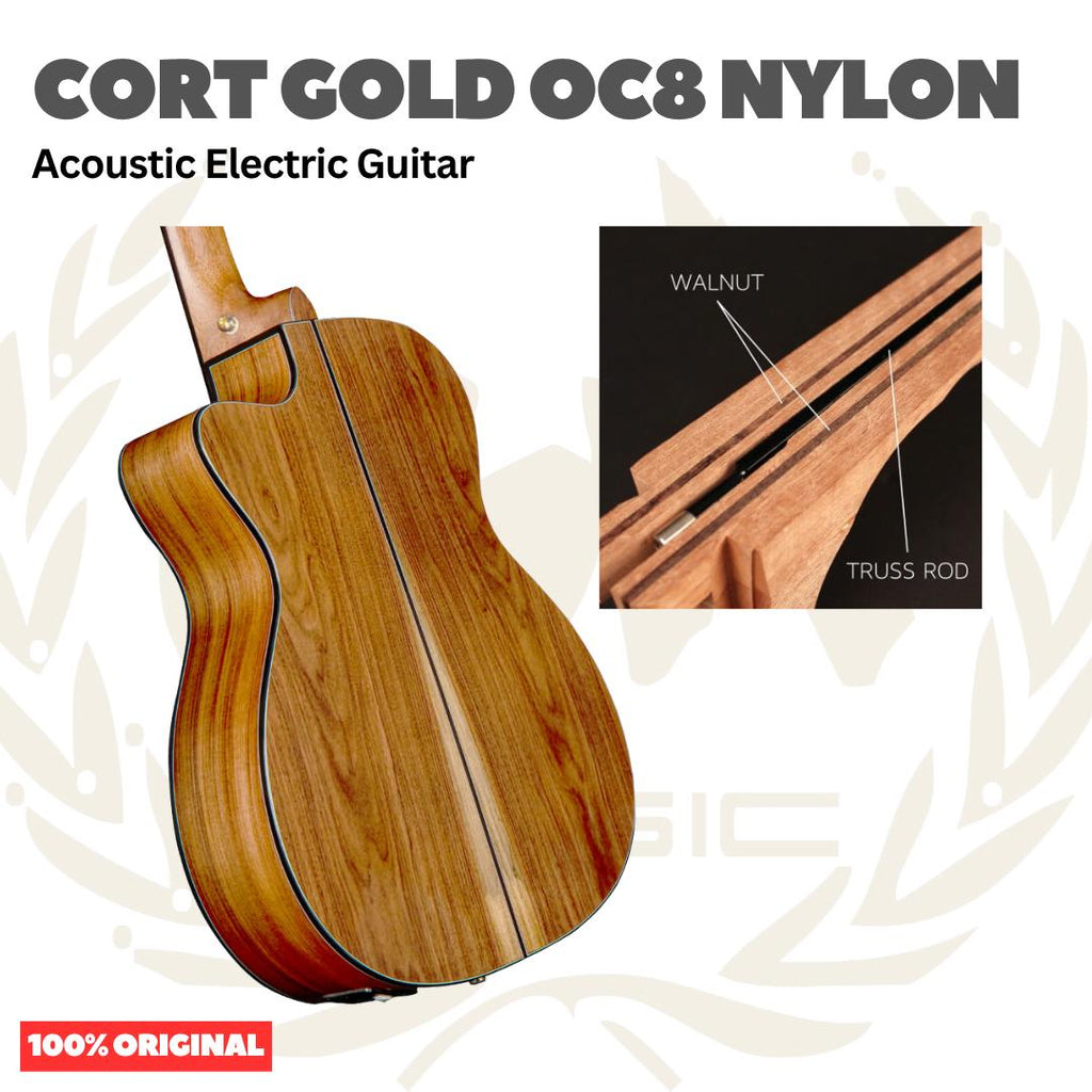 Cort Gold OC8 Nylon Natural Gloss Acoustic Electric Guitar w/Case - Gitar Akustik Elektrik