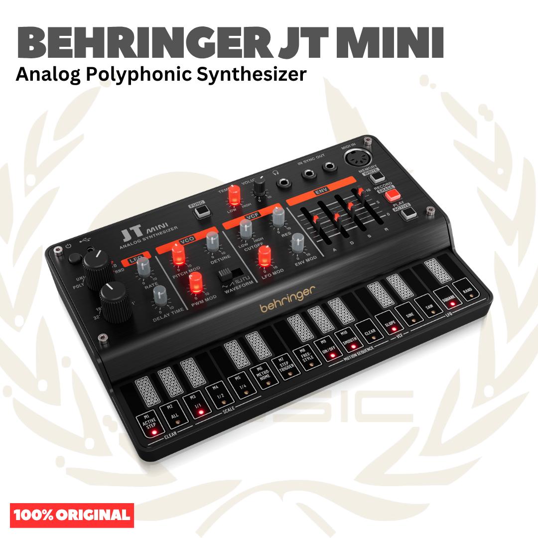 Behringer JT MINI Analog Polyphonic Synthesizer with 3 VCOs, Multi-Mode VCF, Arpeggiator and 16-Step Motion Sequencer
