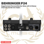 Behringer P24 StageConnect Personal Monitor Mixer with 13 Stereo Channels and 60-mm Faders - Mixer Monitor P 24