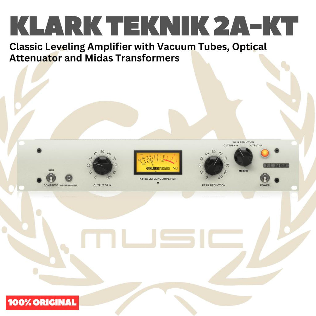 Klark Teknik 2A-KT Classic Leveling Amplifier with Vaccum Tubes, Optical Attenuator and Midas Transformers - Optical Compressor Instrumen Musik Kompresor Studio Leveling Ampli Original Asli