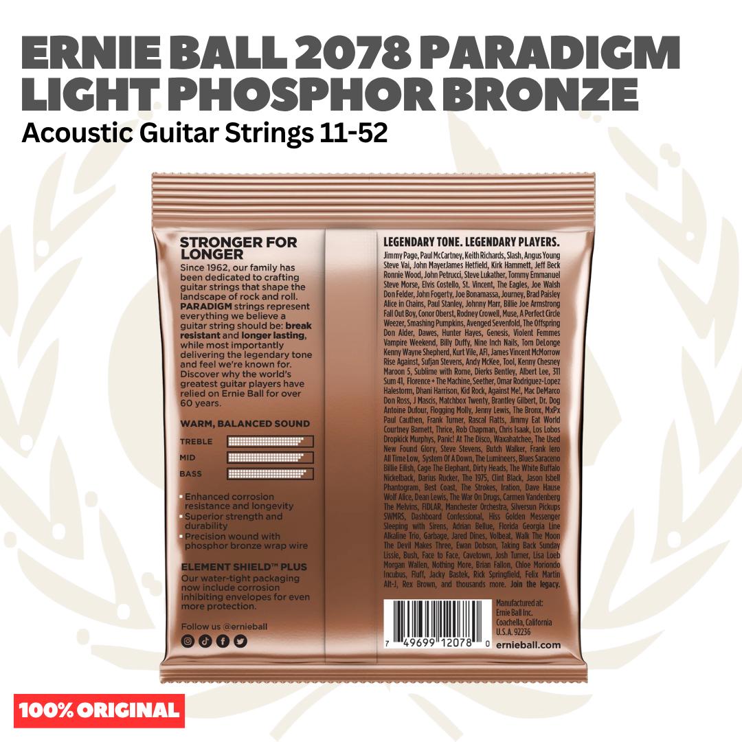 Ernie Ball 2078 11-52 Paradigm Light Phosphor Bronze Acoustic Guitar Strings - Senar Gitar Listrik