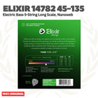 Elixir 14782 45-135 Med w/ Light B Long Scale Stainless Steel 5-String Electric Bass Guitar Strings - Senar Bass
