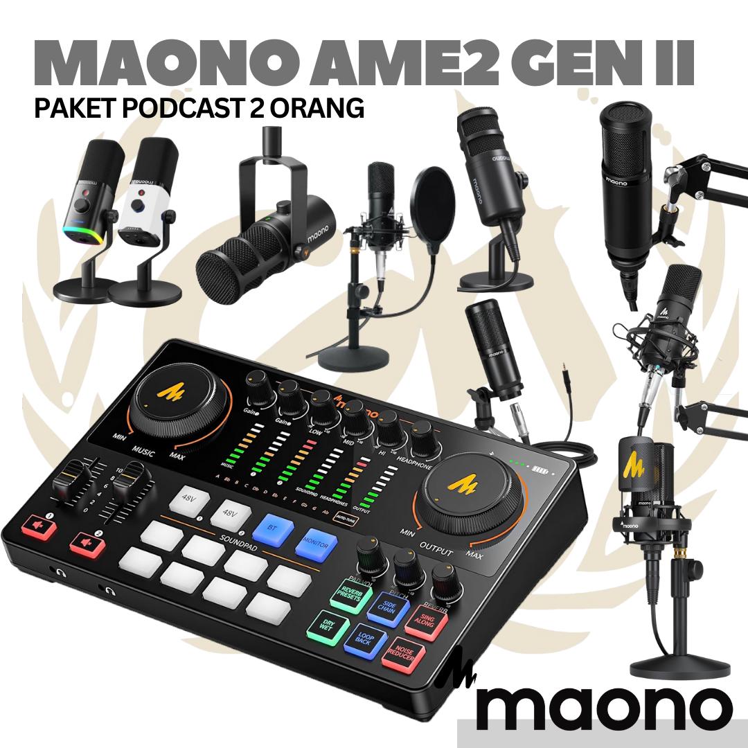 PAKET PODCAST 2 ORANG, MAONO AME2 Gen II Maonocaster Live Streaming & Portable Podcast Console | Sound card AM - E2 Mark 2