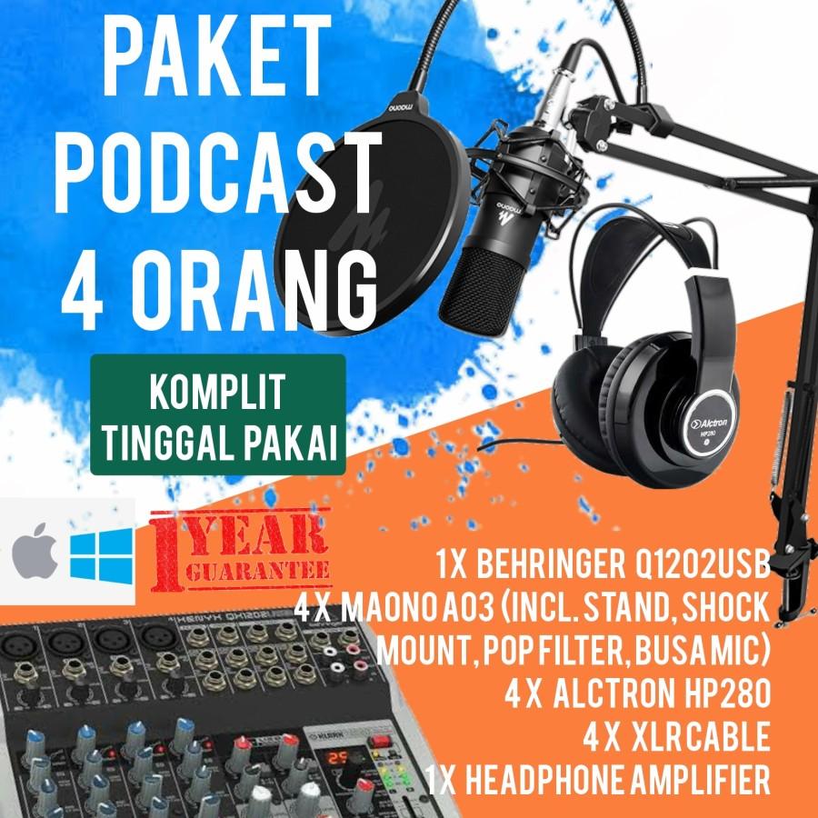 BEHRINGER Q1202USB PLUS MAONO A03, PODCAST 4 ORANG KOMPLIT