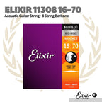 Elixir 11308 16-70 Nanoweb 80/20 8-String Baritone Acoustic Guitar Strings