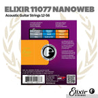 Elixir 11077 12-56 Nanoweb 80/20 Bronze Acoustic Guitar Strings