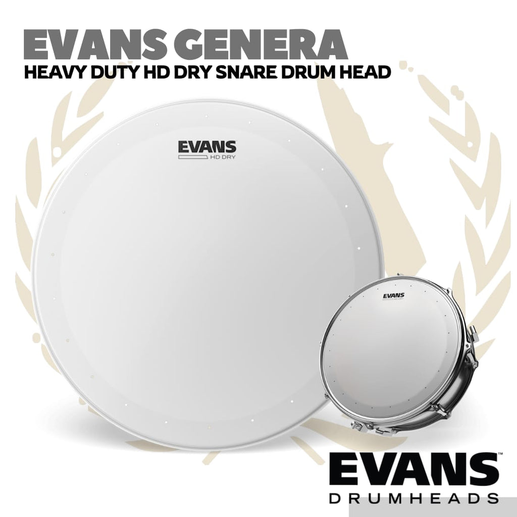 EVANS Genera Heavy Duty HD Dry Snare Drumheads | Coated White Batter