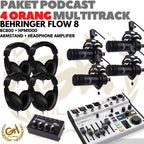 PAKET PODCAST 4 ORANG MULTI TRACK : BEHRINGER FLOW8 + MIC + HEADPHONE