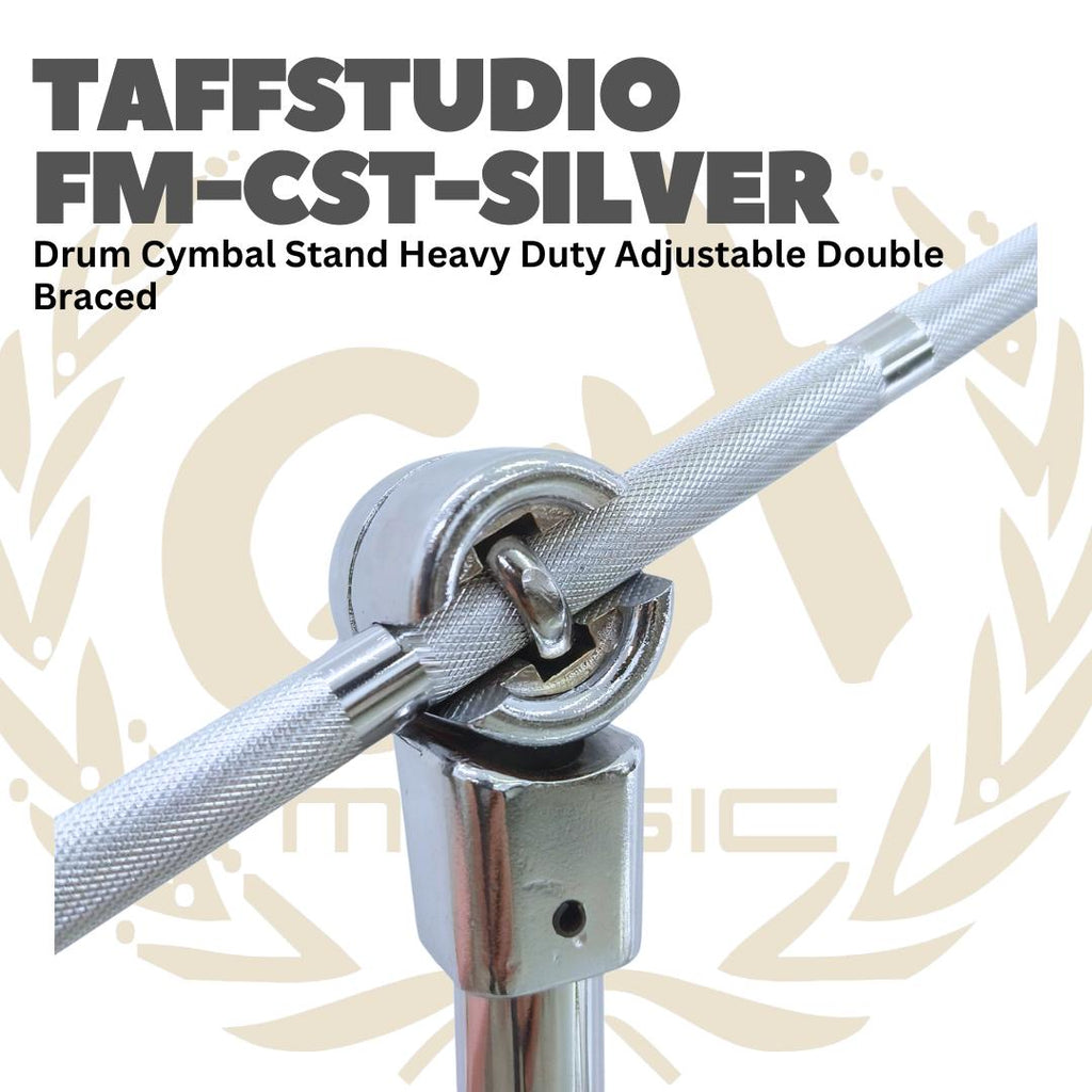 FM-CST Drum Cymbal Stand Heavy Duty Adjustable Double Braced - FM CST Stand Simbal Drum TAFF STUDIO FMCST SILVER