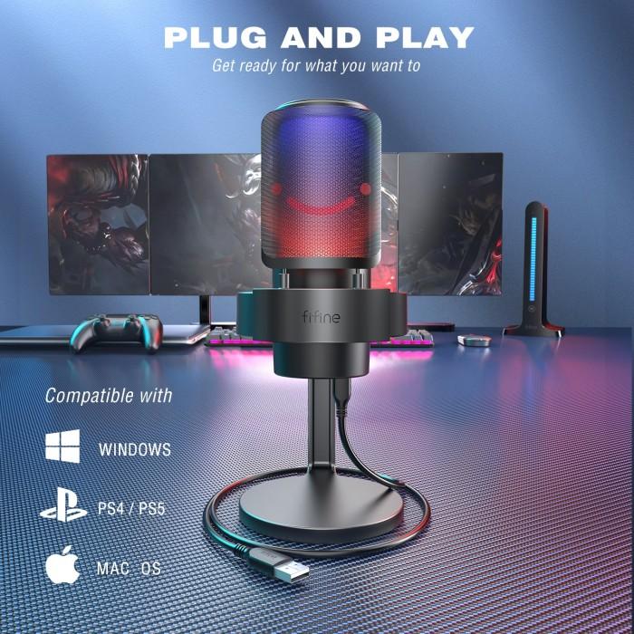 FIFINE AMPLIGAME A8 CONDENSER USB MIC RGB LIGHT FOR GAMING LIVE STREAM