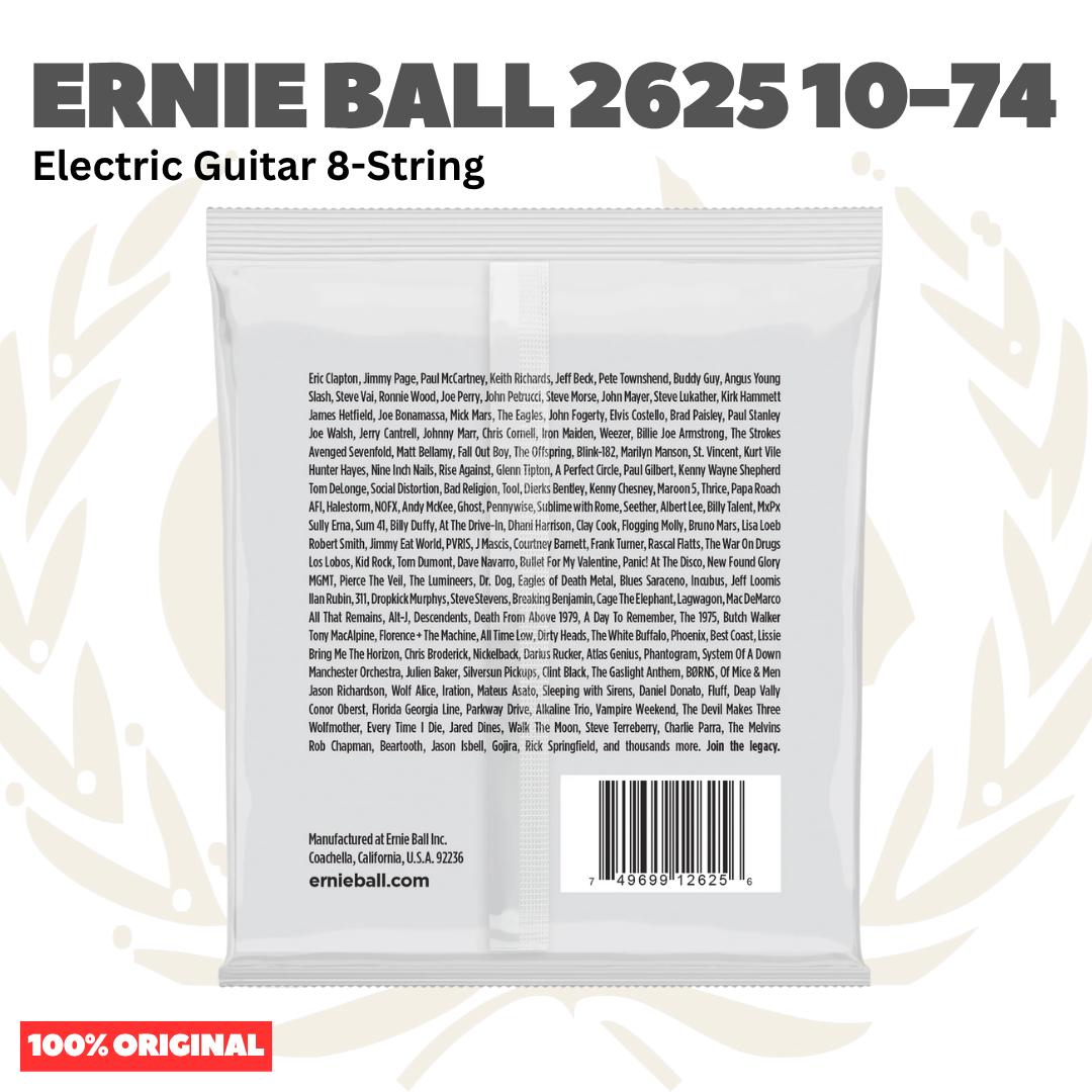 Ernie Ball 2625 Slinky 8-String Nickel Wound Electric Guitar Strings, 10-74 - Senar Gitar Listrik 8-Senar