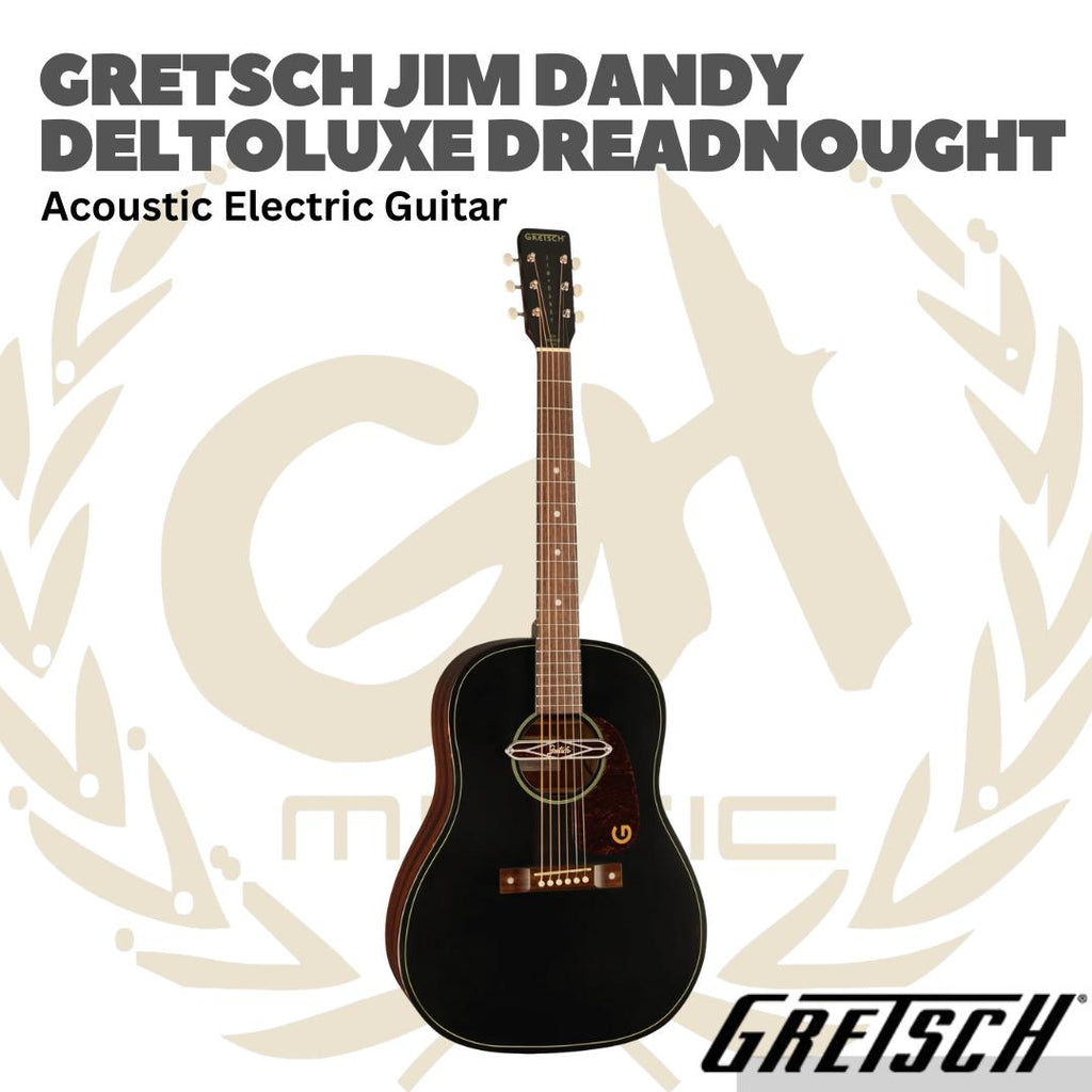 Gretsch Jim Dandy Deltoluxe Dreadnought Acoustic-Electric Guitar - Gitar Akustik Elektrik dengan Pickup