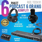 PAKET PODCAST 6 ORANG BEHRINGER UMC1820, MAONO MH601 PLUS MIC REC.TECH