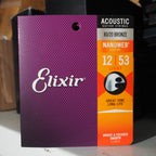 Elixir 11052 Nanoweb 80/20 Bronze Acoustic Guitar Strings, Light, 12-53