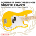 Squier FSR Sonic Precision Bass Guitar w/White Pickguard, Maple FB - Bass Listrik Elektrik Original Asli