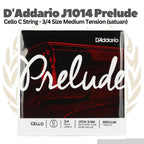 D'Addario J1014 Prelude Cello C String - 3/4 Size Medium Tension | Senar Cello Satuan