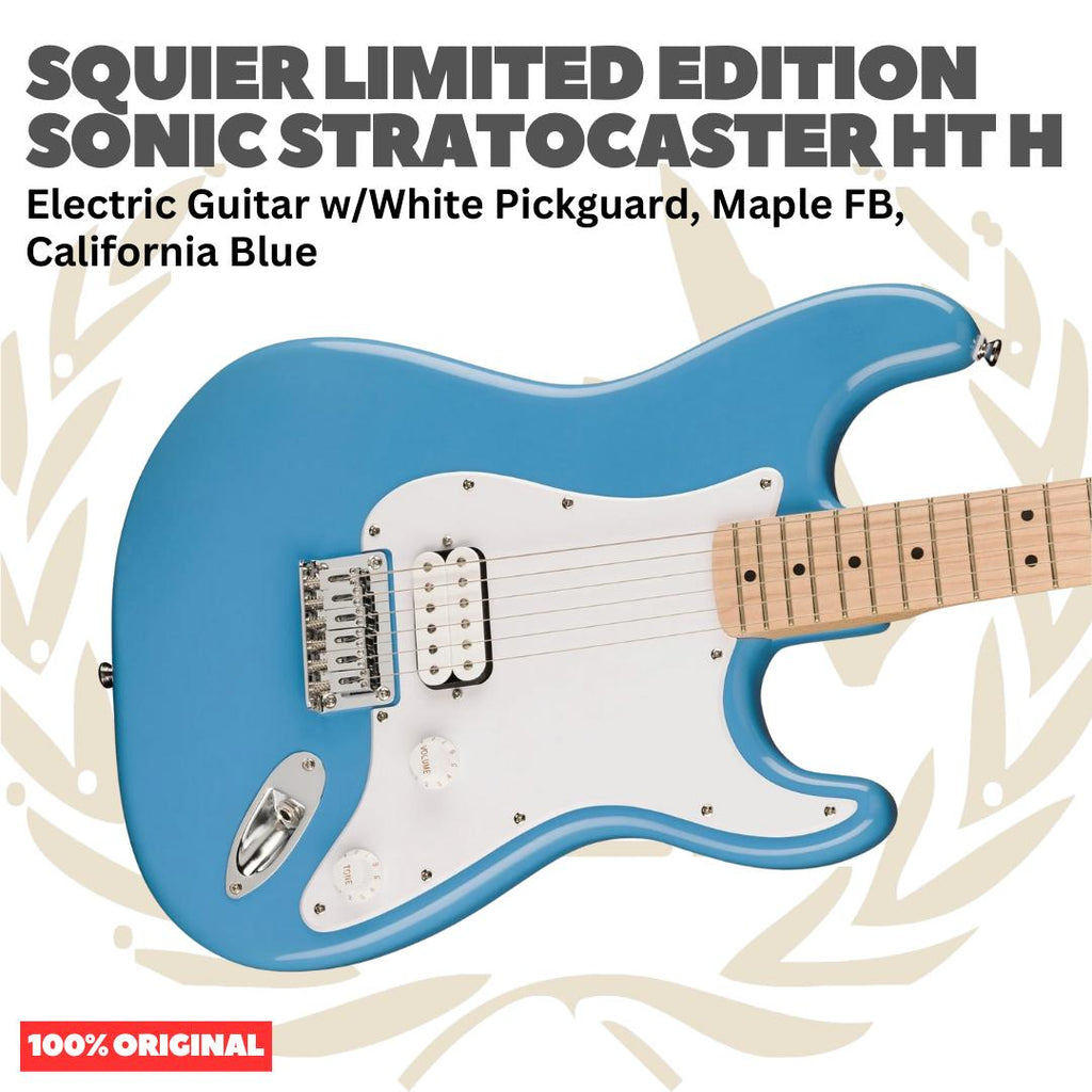 SQUIER Limited Edition Sonic Stratocaster HT H Electric Guitar, Maple FB, California Blue - Gitar Listrik Elektrik Original Asli