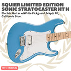 SQUIER Limited Edition Sonic Stratocaster HT H Electric Guitar, Maple FB, California Blue - Gitar Listrik Elektrik Original Asli