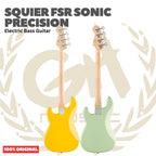 Squier FSR Sonic Precision Bass Guitar w/White Pickguard, Maple FB - Bass Listrik Elektrik Original Asli