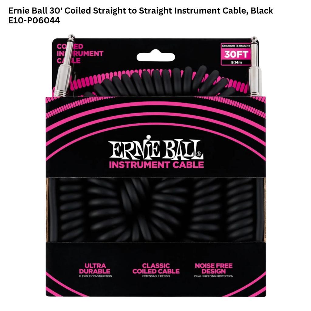 Ernie Ball 30' Coiled Instrument Cable Coiled 30FT - Kabel Instrumen 9.14m PVC