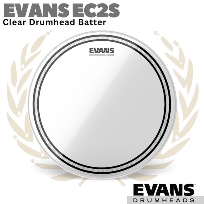 EVANS EC2S Clear Drumhead Tom Batter | 6 8 10 12 13 14 15 16 18 Inch
