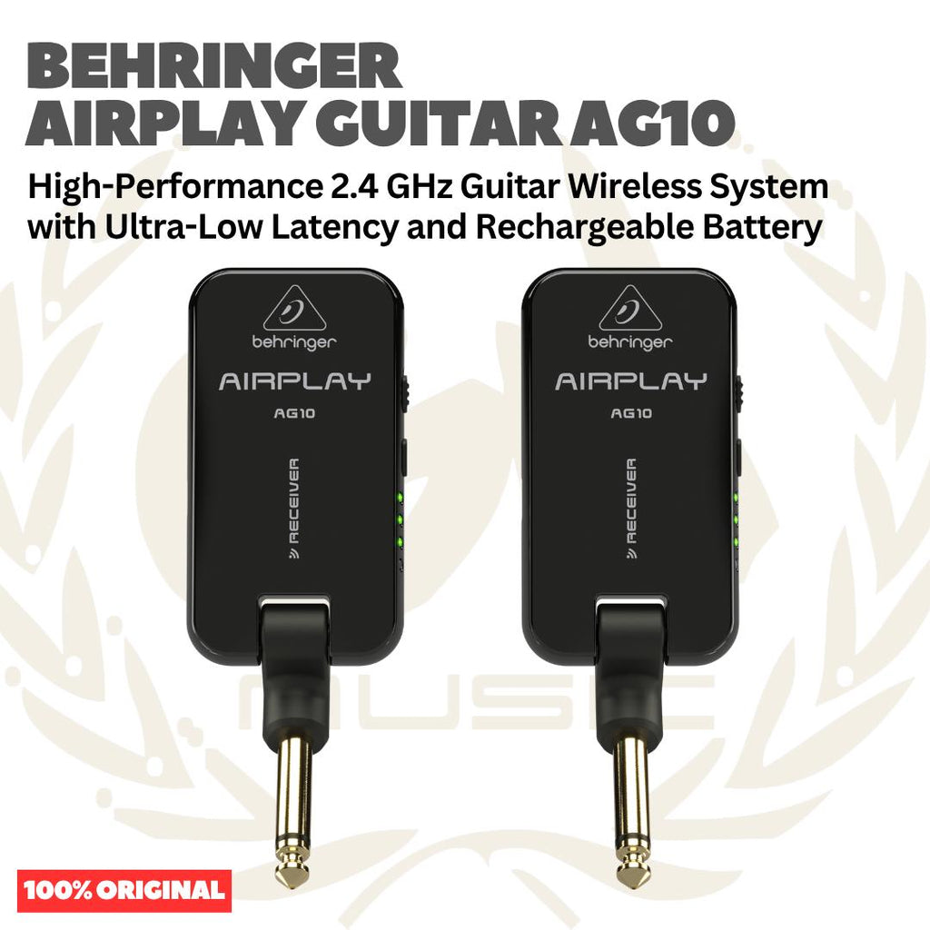 Behringer Airplay Guitar AG10 High-Performance 2.4 GHz Guitar Wireless System with Ultra-Low Latency and Rechargeable Battery - Wireless Gitar