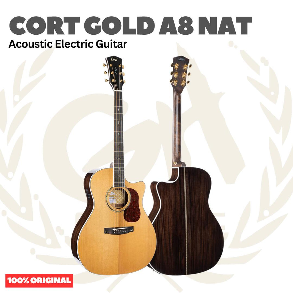 Cort GOLD A8 NAT Acoustic Electric Guitar w/Case - Gitar Akustik Elektrik