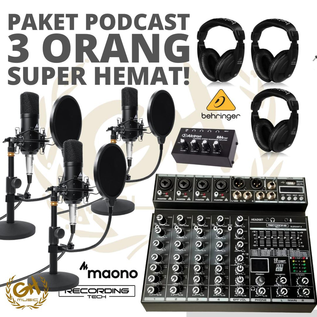 PAKET PODCAST 3 ORANG MURAH BERKUALITAS MAONO A03 + RT ELEGANT 6
