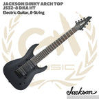 Jackson JS Series Dinky Arch Top JS32-8 DKA HT Electric Guitar, Amaranth FB, Satin Black - Gitar Listrik 8-String