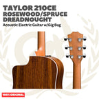 Taylor 210CE Rosewood/Spruce Dreadnought Acoustic Guitar w/Gig Bag - Gitar Akustik Elektrik