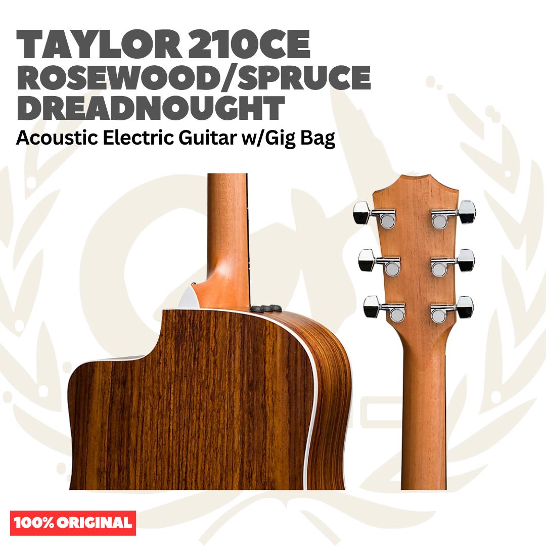 Taylor 210CE Rosewood/Spruce Dreadnought Acoustic Guitar w/Gig Bag - Gitar Akustik Elektrik