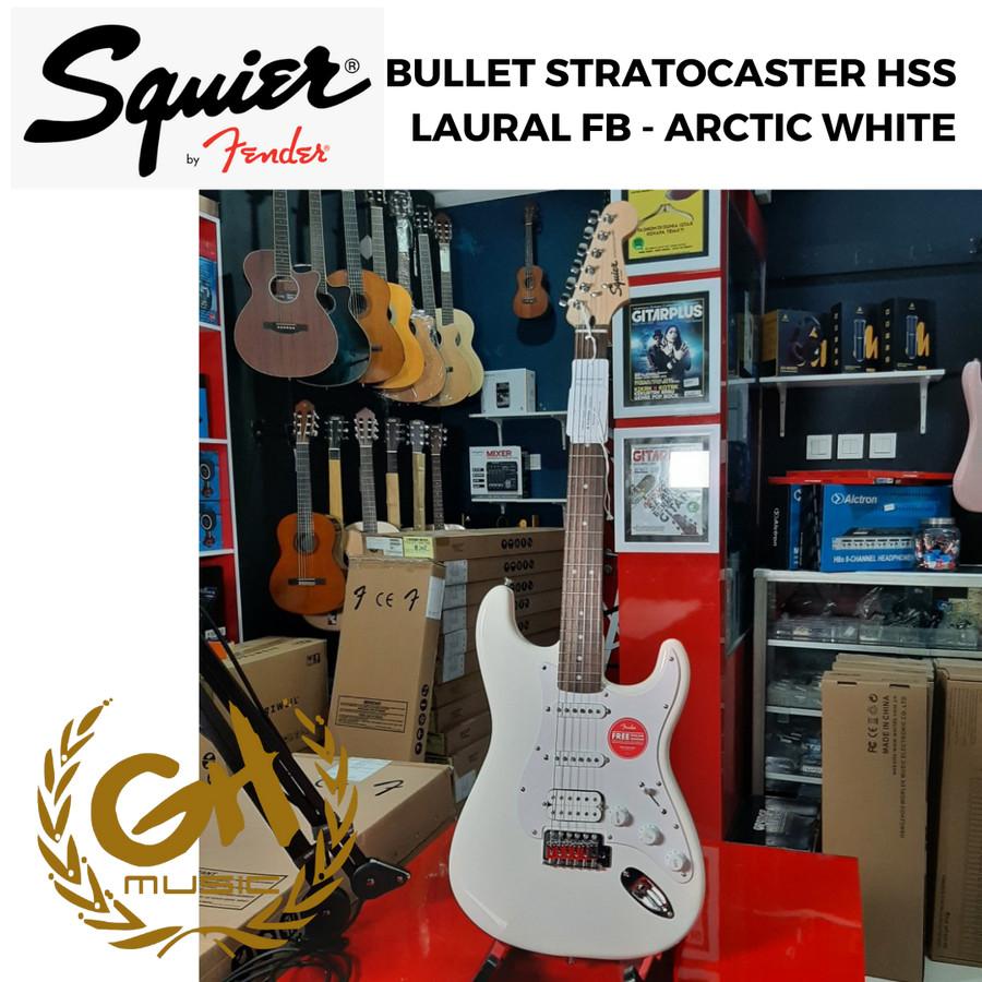 SQUIER BULLET STRATOCASTER HSS ELEKTRIC GUITAR LAURAL FB ARCTIC WHITE