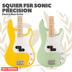 Squier FSR Sonic Precision Bass Guitar w/White Pickguard, Maple FB - Bass Listrik Elektrik Original Asli