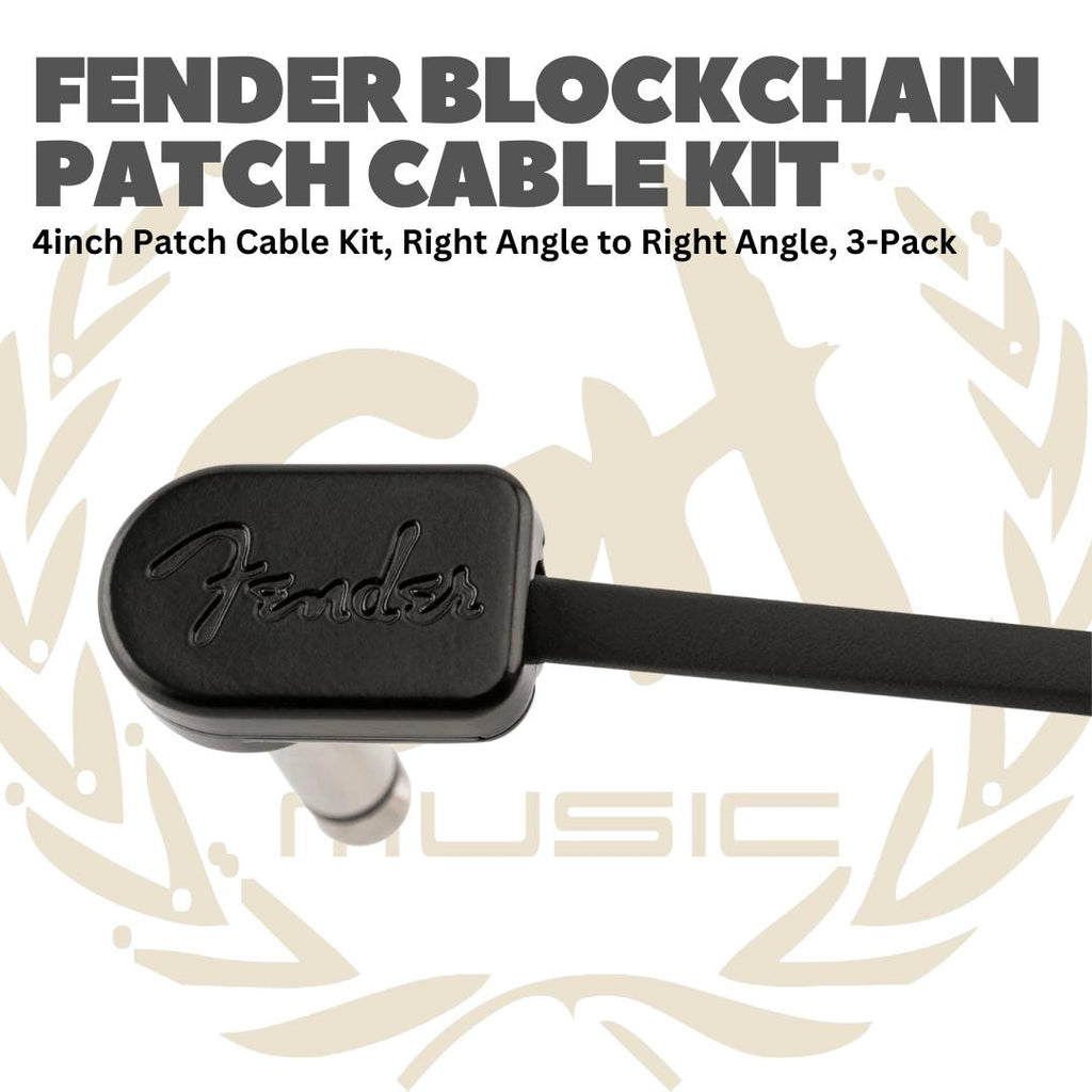 Fender Blockchain 4inch Patch Cable Kit, Right Angle to Right Angle, 3-Pack - Kabel Jumper Efek
