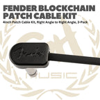 Fender Blockchain 4inch Patch Cable Kit, Right Angle to Right Angle, 3-Pack - Kabel Jumper Efek