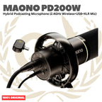 Maono PD200W Hybrid Podcasting Microphone - PD 200W T 3in1 Wireless USB XLR Dynamic Mic Podcast Mikrofon Dinamik Original Asli