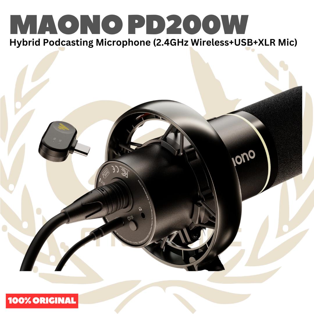 Maono PD200W Hybrid Podcasting Microphone - PD 200W T 3in1 Wireless USB XLR Dynamic Mic Podcast Mikrofon Dinamik Original Asli
