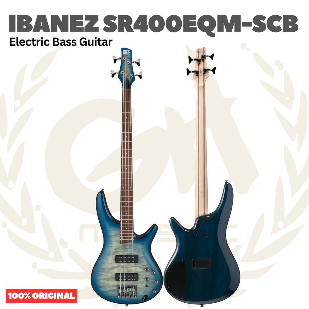 Ibanez SR400EQM-SCB 4-String Electric Bass Guitar, Stained Cosmic Blue Starburst - Bass Listrik Elektrik