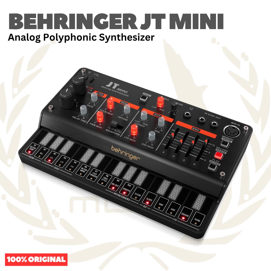 Behringer JT MINI Analog Polyphonic Synthesizer with 3 VCOs, Multi-Mode VCF, Arpeggiator and 16-Step Motion Sequencer