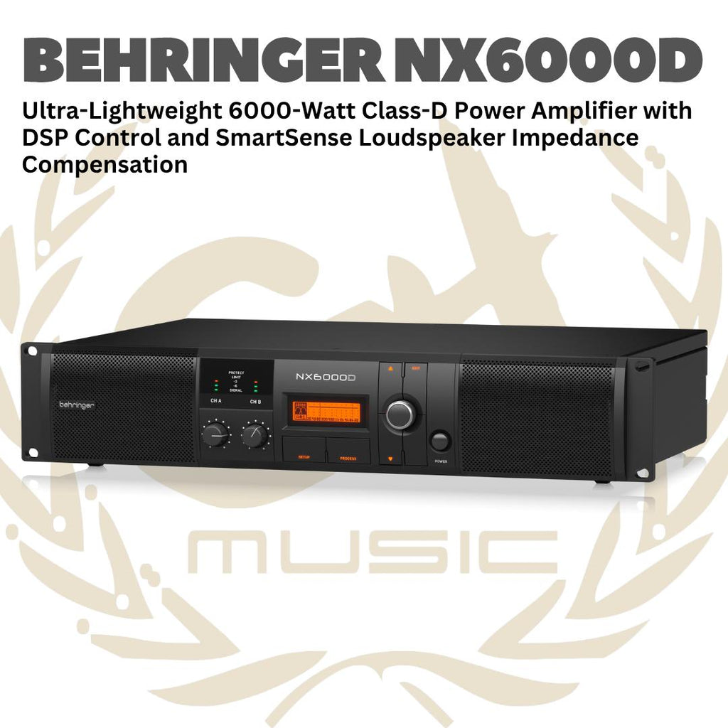 Behringer NX6000D Ultra-Lightweight 6000-Watt Class-D Power Amplifier with DSP Control and SmartSense Loudspeaker Impedance Compensation - NX 6000D | NX-6000-D