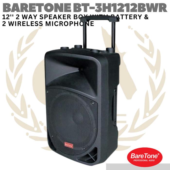 BARETONE BT-3H1212BWR 12" Portable Speaker | Spiker Aktif Mic Wireless