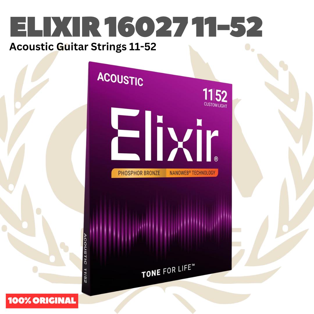 ELIXIR 16027 Nanoweb Phosphor Bronze Acoustic Guitar Strings 11-52 - Senar Gitar Akustik Original Asli