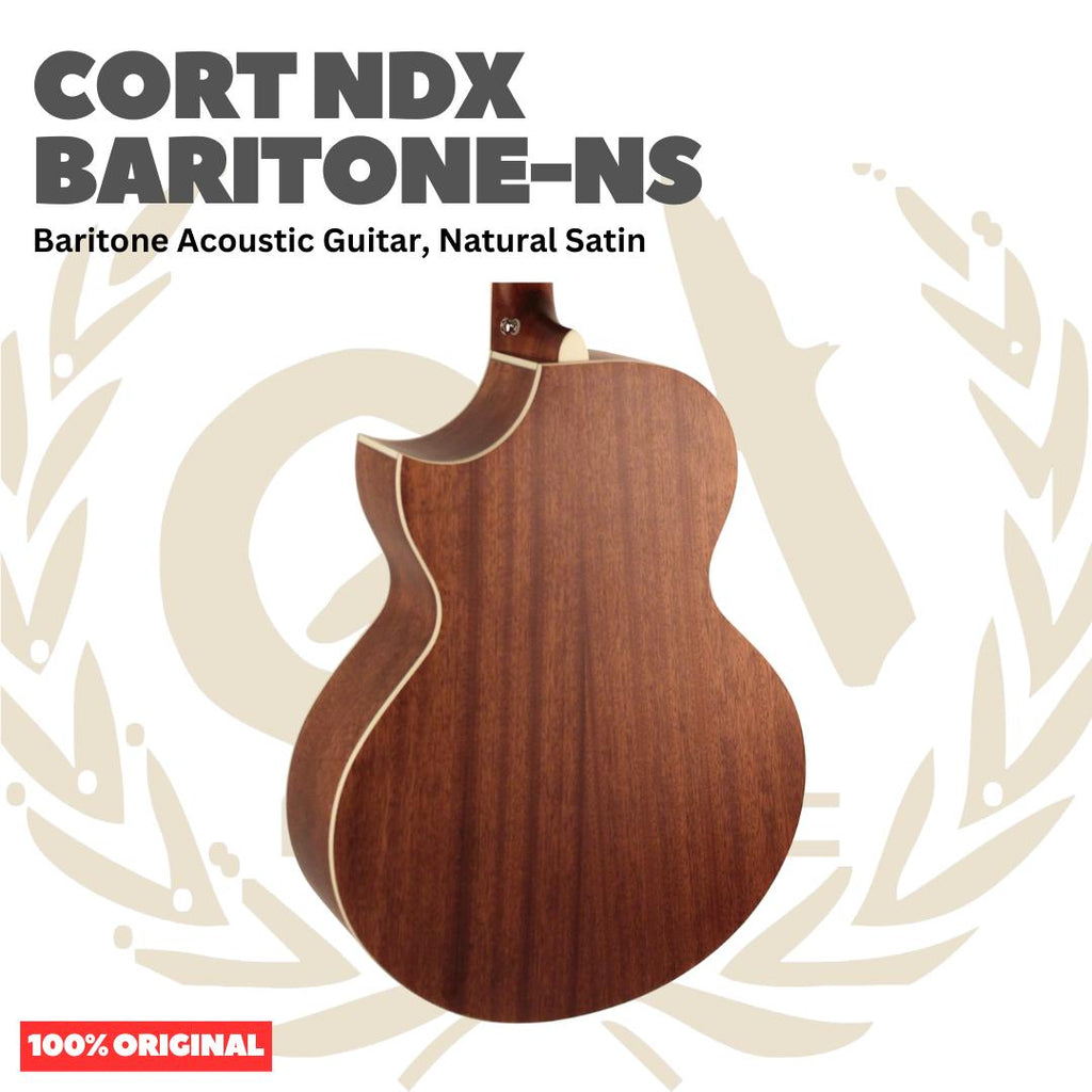 Cort NDX Baritone-NS Baritone Acoustic Guitar, Natural Satin - Gitar Akustik Baritone Low Standard Tuning Original Asli