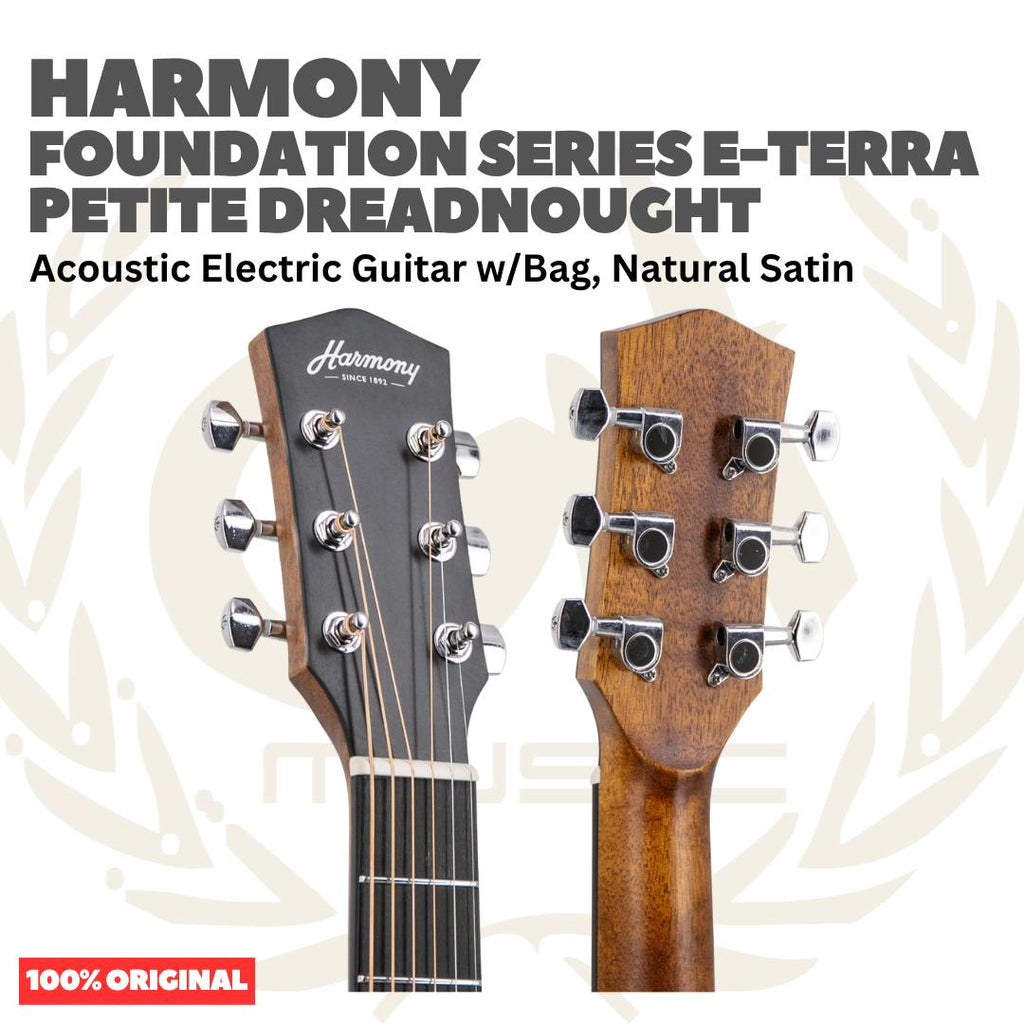 Harmony Foundation Series e-Terra Petite Dreadnought Acoustic Guitar w/Bag - Gitar Akustik Elektrik dg Preamp