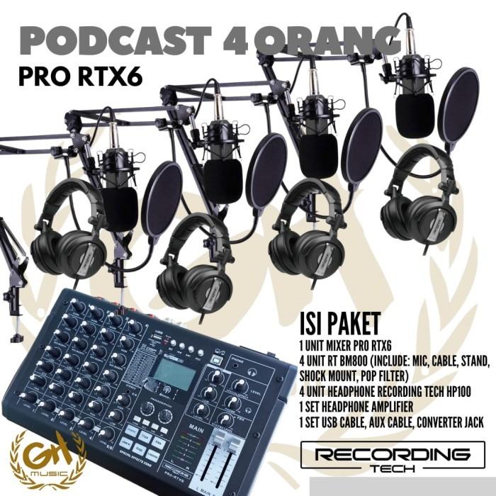 RECORDING TECH PRO RTX6 PLUS RT - BM800, PAKET PODCAST 4 ORANG KOMPLIT