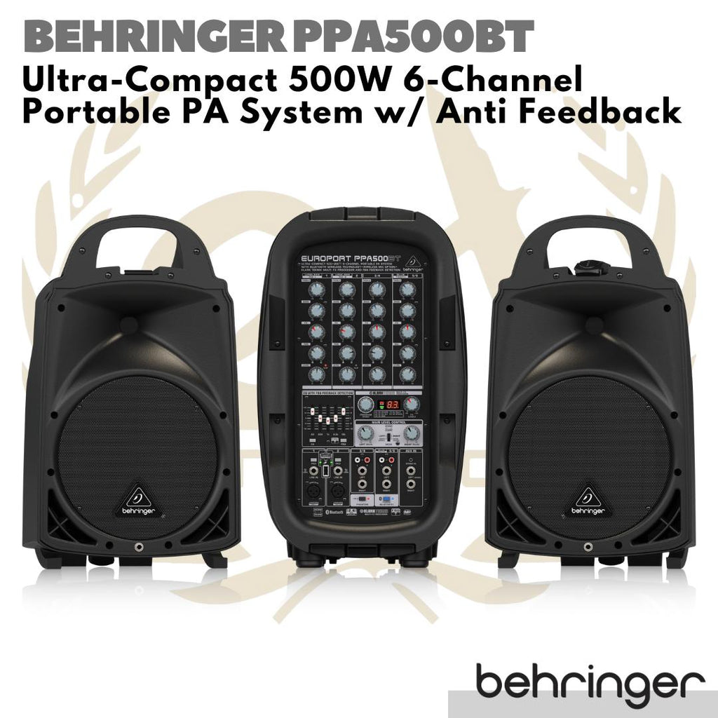 Behringer PPA500BT Compact 500Watt 6Channel Portable Speaker PA System