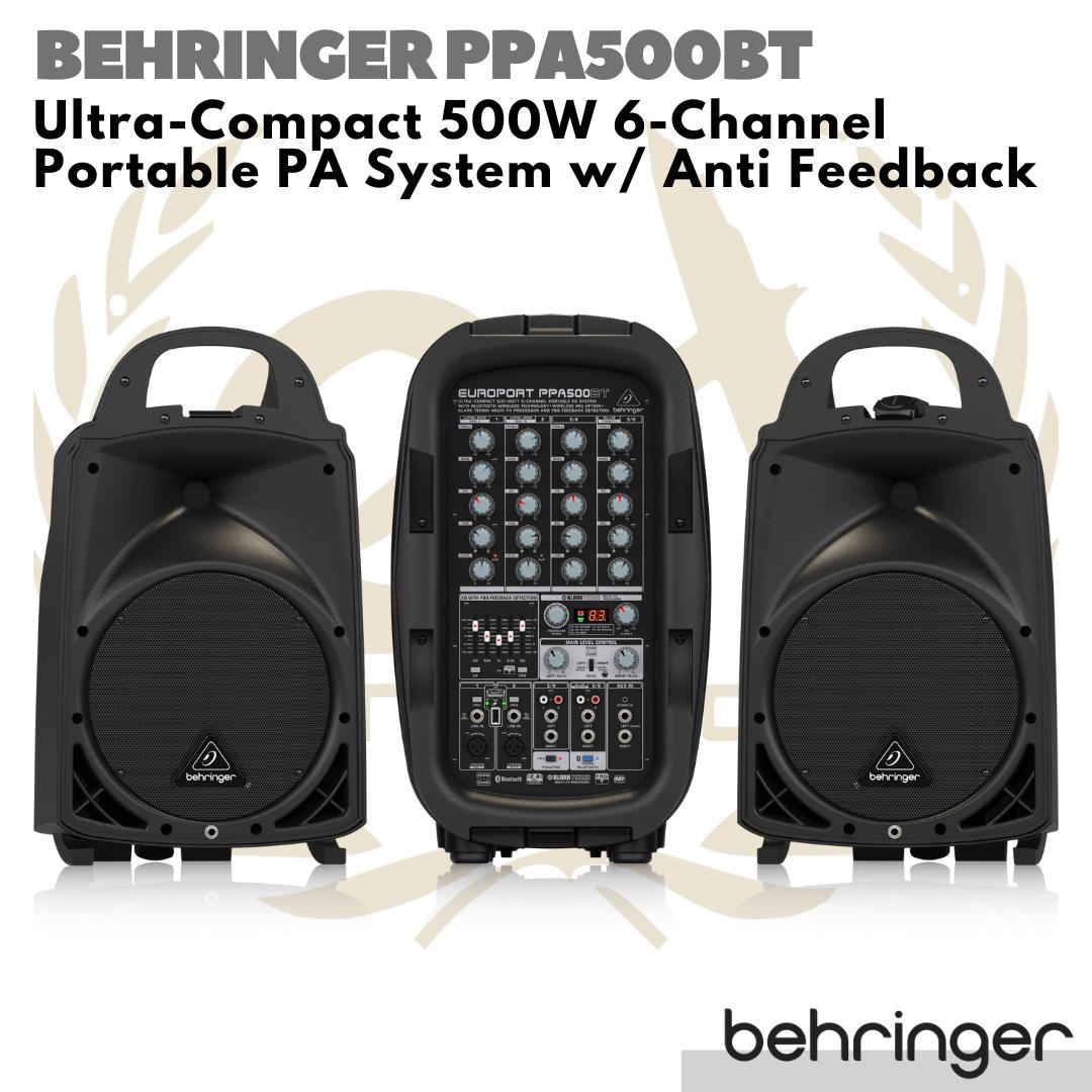 Behringer PPA500BT Compact 500Watt 6Channel Portable Speaker PA System